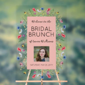 ワイルドフラワーの花束 ブライダルシャワーのウェルカムサイン ブライダルランチ アクリルサイン (ニュートラル)