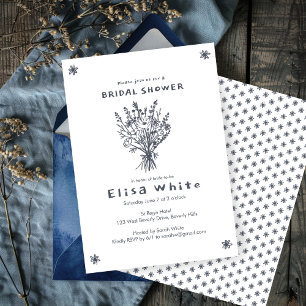 ワイルドフラワーの花束　ラスティックで幻想的なブライダルシャワー 招待状