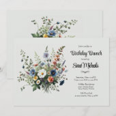 ワイルドフラワーの花束 誕生日ブランチのご案内 招待状 (正面/裏面)