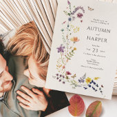 ワイルドフラワーの花模様結婚写真のエレガントボホ 招待状