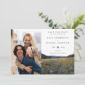 ワイルドフラワーの花畑の写真の結婚式 セーブザデート (スタンド正面)