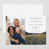 ワイルドフラワーの花畑の写真の結婚式 セーブザデート (正面/裏面)