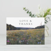 ワイルドフラワーの花畑の結婚式フォト サンキューカード (スタンド正面)