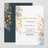 ワイルドフラワーの花畑 赤ちゃんの成長 ドライ ベビーシャワー 招待状 (正面/裏面)