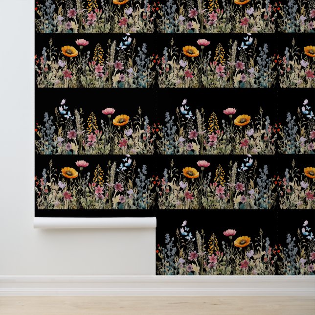 ワイルドフラワーの草原のミッドナイトテクスチャー 壁紙 (アプリケーション)