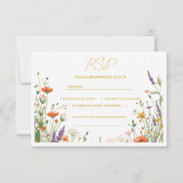 ワイルドフラワーの草原の花嫁の結婚式RSVP 出欠カード