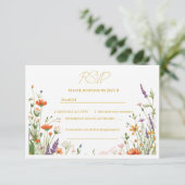 ワイルドフラワーの草原の花嫁の結婚式RSVP 出欠カード (スタンド正面)
