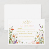 ワイルドフラワーの草原の花嫁の結婚式RSVP 出欠カード (正面/裏面)
