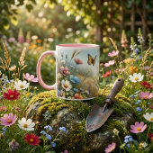 ワイルドフラワーの草原の蝶の庭 マグカップ