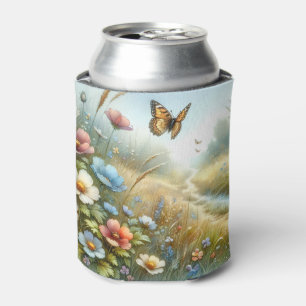 ワイルドフラワーの草原の蝶の庭 缶クーラー
