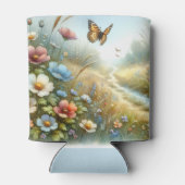 ワイルドフラワーの草原の蝶の庭 缶クーラー (裏面)