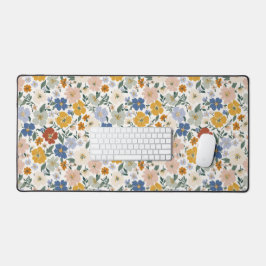 ワイルドフラワーの草原ボホパターン デスクマット