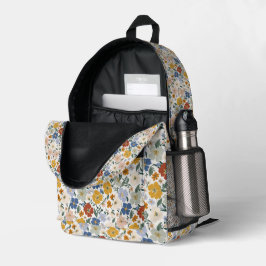 ワイルドフラワーの草原ボホパターン プリントバックパック