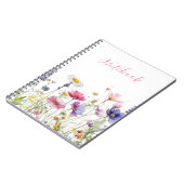 ワイルドフラワーの草原 ピンクの手書き風 ノートブック (左側)