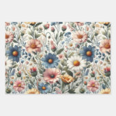 ワイルドフラワーの草原 ベージュの背景 ラッピングペーパーシート (正面2)