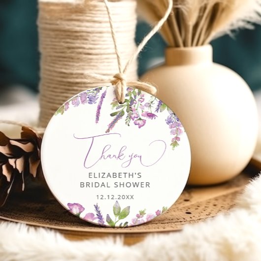 ワイルドフラワーの草原 ライラック パープル ありがとう ギフトタグ フェイバータグ