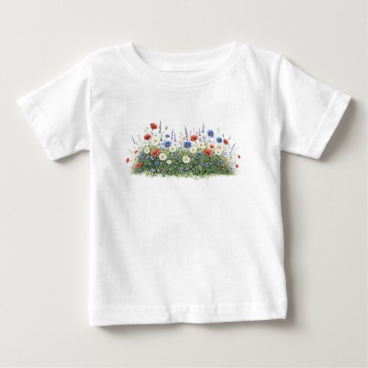 ワイルドフラワーの草原 植物園の花 ベビーTシャツ (正面)