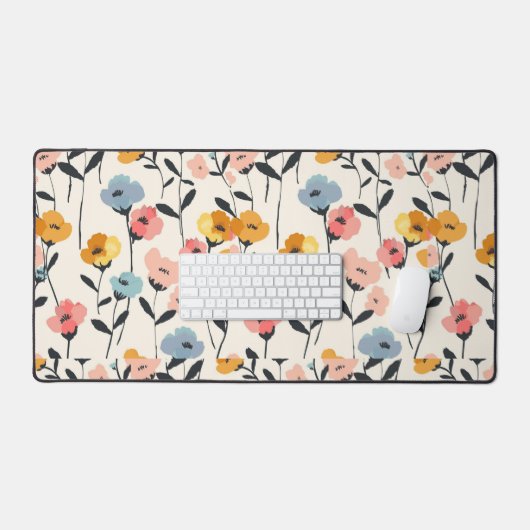 ワイルドフラワーの草原,水彩ボヘミアンワイルドフラワー,事前に デスクマット (キーボード&マウス)