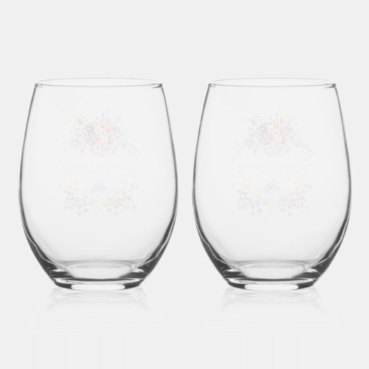 ワイルドフラワーの草原 | 花のウェディングクレスト ステムなしワイングラス (裏面)