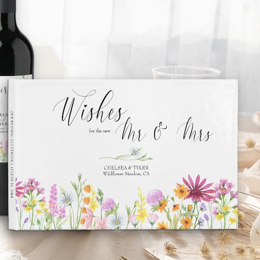 ワイルドフラワーの草地が新しいミスター&ミセスを願う ゲストブック