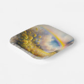 ワイルドフラワーの草地に水色の虹 ペーパープレート (傾斜あり)