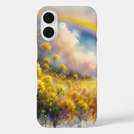 ワイルドフラワーの草地に水色の虹 Case-Mate iPhoneケース (裏面)