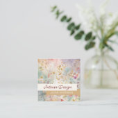 ワイルドフラワーの葉の紫の琥珀の水色 スクエア名刺 (スタンド正面)