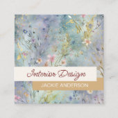 ワイルドフラワーの葉の青い水色 スクエア名刺 (正面)