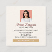 ワイルドフラワーの葉ピンク青の水色 スクエア名刺 (裏面)