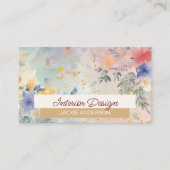 ワイルドフラワーの葉ブルーブルゴーニュの水色 名刺 (正面)