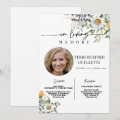 ワイルドフラワーの葬儀 追悼式 フォト 招待状 (正面/裏面)