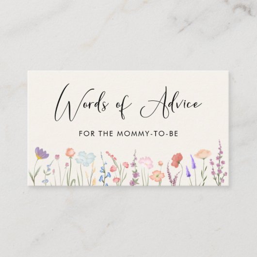 ワイルドフラワーの言葉アドバイスクリーム赤ちゃんシャワー エンクロージャーカード (正面)