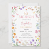 ワイルドフラワーの誕生日パーティー招待状 Let's Brunch 招待状 (正面)
