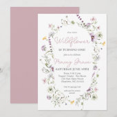 ワイルドフラワーの誕生日招待状 little wildflower 招待状 (正面/裏面)