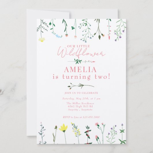 ワイルドフラワーの誕生日 招待状 (正面)
