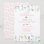 ワイルドフラワーの誕生日 招待状 (正面/裏面)