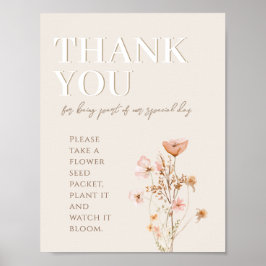 ワイルドフラワーの赤ちゃんシャワーにサインをありがとう ポスター