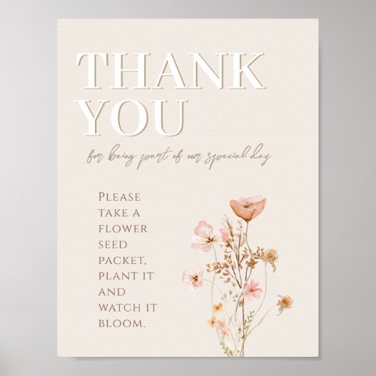 ワイルドフラワーの赤ちゃんシャワーにサインをありがとう ポスター (正面)