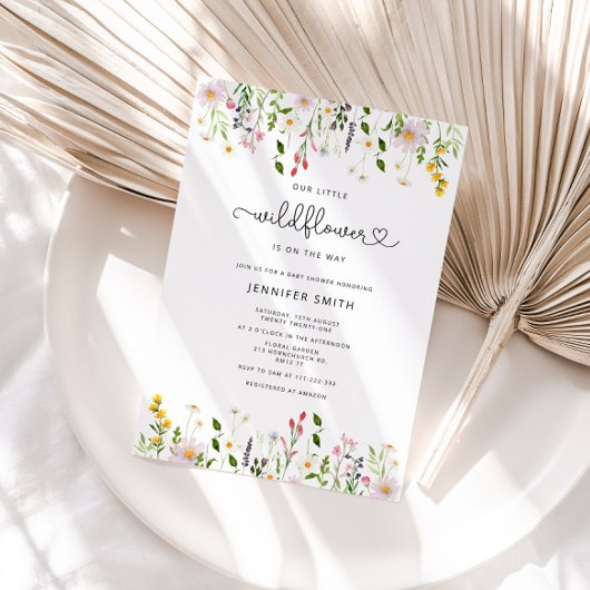 ワイルドフラワーの赤ちゃんシャワーの招待 招待状