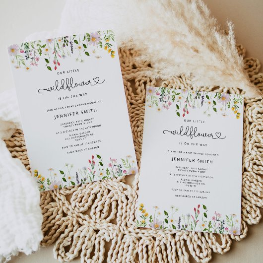 ワイルドフラワーの赤ちゃんシャワーの招待 招待状