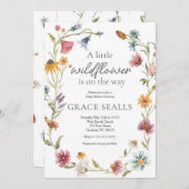 ワイルドフラワーの赤ちゃんシャワーの招待 招待状 (正面/裏面)