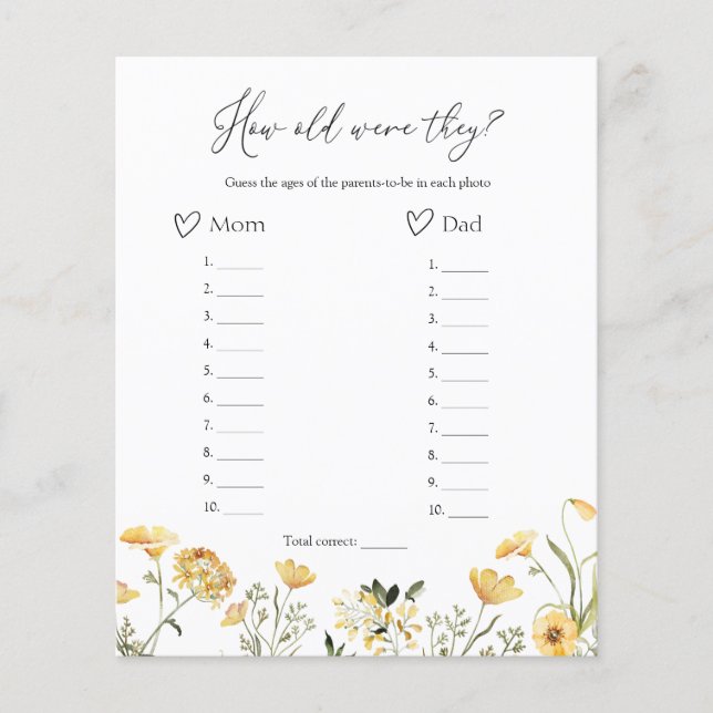 ワイルドフラワーの赤ちゃんシャワーの試合は何歳だった (正面)