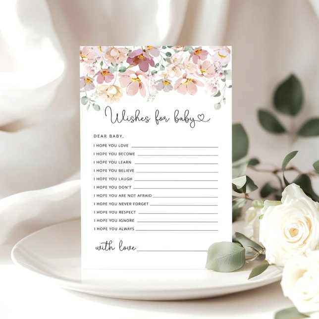 ワイルドフラワーの赤ちゃんシャワーの願いベビーカード (クリエイターアップロード済み)