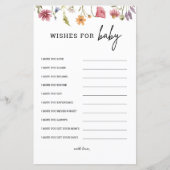 ワイルドフラワーの赤ちゃんシャワー希望ベビーアドバイスカード (正面)