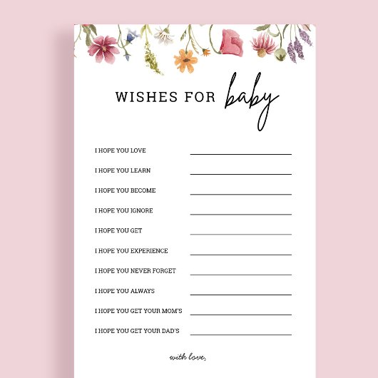 ワイルドフラワーの赤ちゃんシャワー希望ベビーアドバイスカード