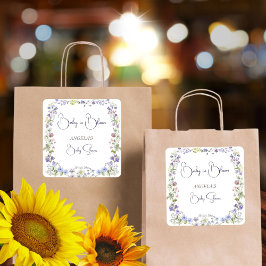 ワイルドフラワーの赤ちゃんシャワーboho花好き スクエアシール