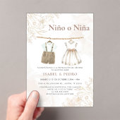 ワイルドフラワーの赤んスペインの坊の服の性別が表示 アクリル招待状 (インサイチュ (ポータブル))