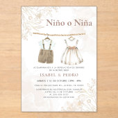 ワイルドフラワーの赤んスペインの坊の服の性別が表示 アクリル招待状 (正面)