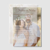 ワイルドフラワーの赤んスペインの坊の服の性別が表示 ベラム紙招待状 (オフセット (カップル))