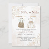 ワイルドフラワーの赤んスペインの坊の服の性別が表示 招待状 (正面)